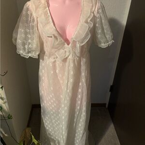 Vintage Sheer White Lace Nightgown